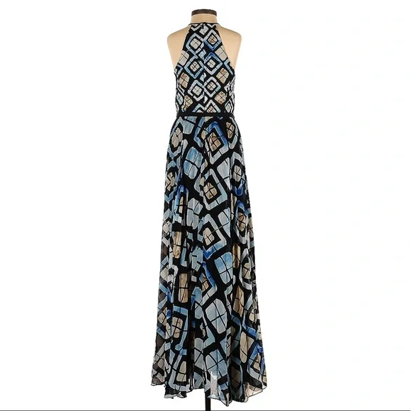 Anthropologie Sachin + Babi Marisol Tile Print Blue Yellow Shibori Maxi Dress - Picture 5 of 5